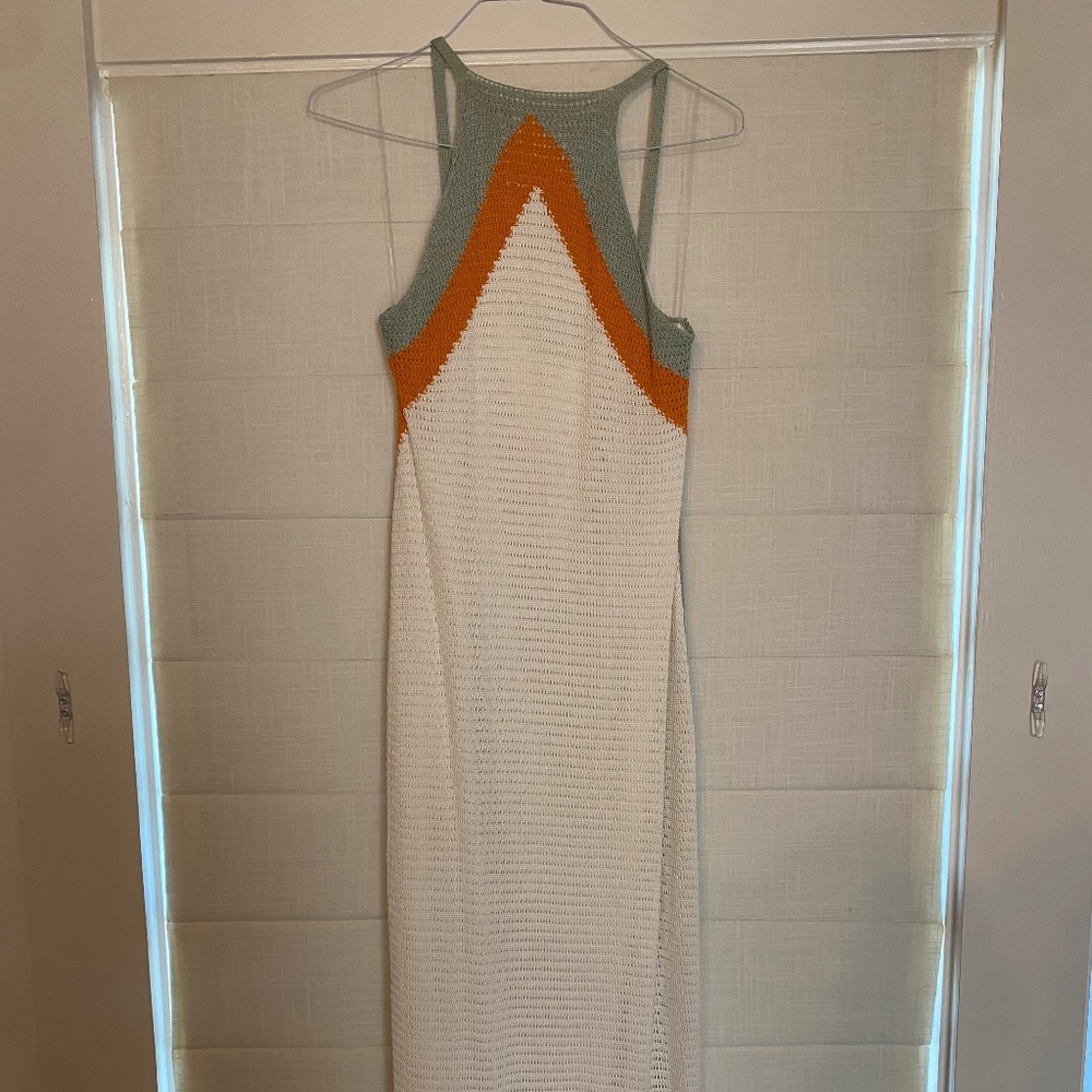 High neck crochet dress